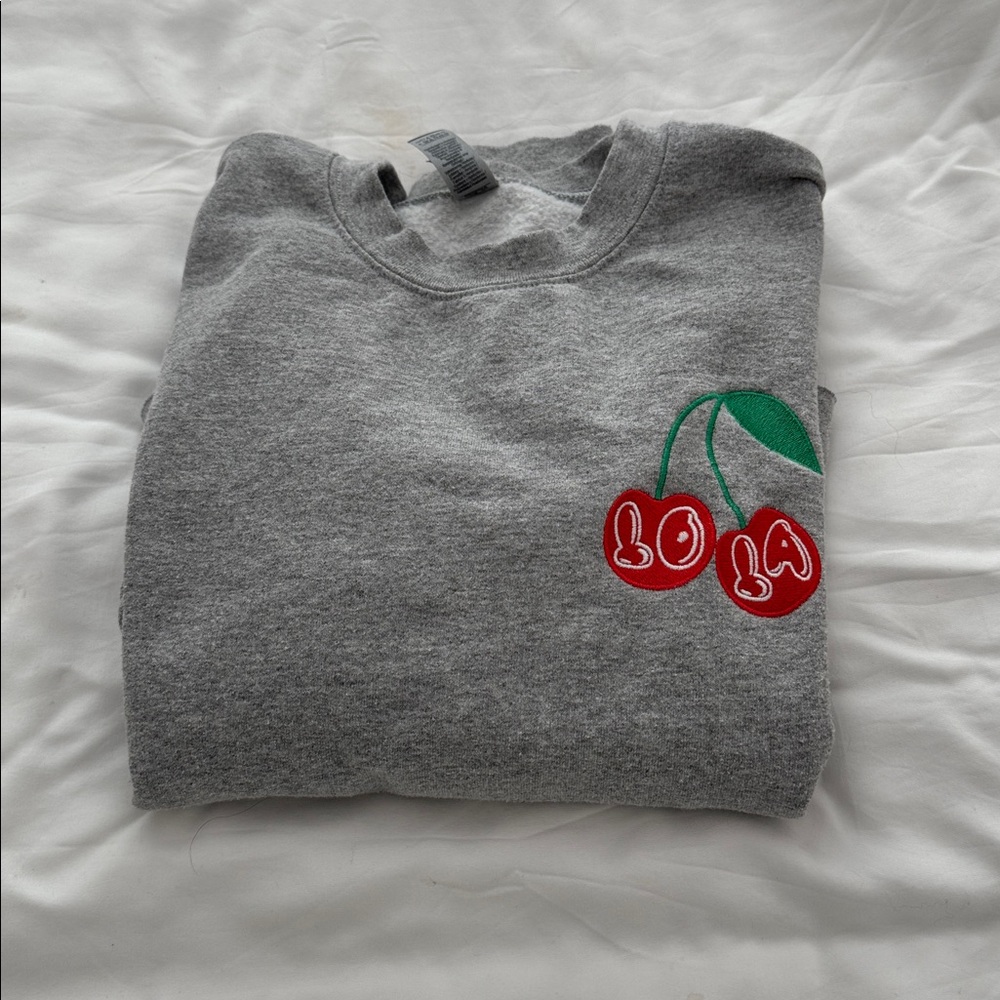 Lola sweatshirt cherries grey cropped women’s xs